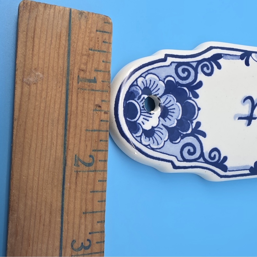 AGRO Delfts Blauw Toilet Wall Sign Floral Hand Painted Made In Holland 2.5" x 6" - Picture 8 of 9
